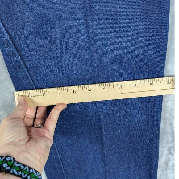 Vtg castle sq Jeans Womens 15/16 Blue Denim Red Contrast Stitching Retro 1970s - Picture 8 of 11